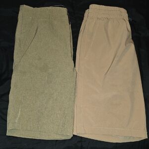 Volcom And QUICKSILVER Kids Two-Tone Elastic Waist Shorts in Olive & Khaki
